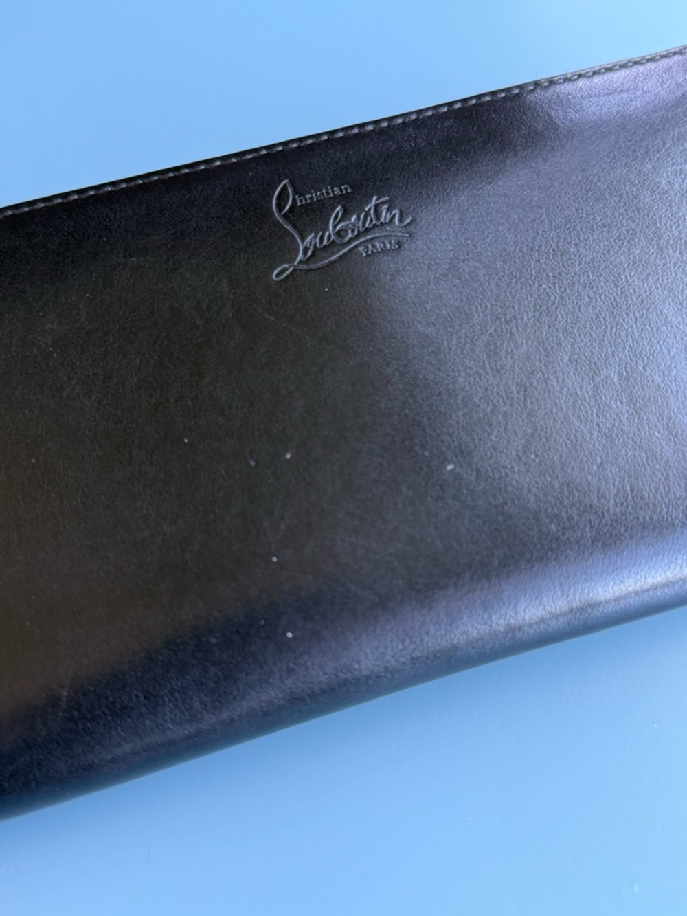Christian Louboutin Panettone Wallet, Black With Gold Logo Embroidery, RARE - Picture 5 of 16